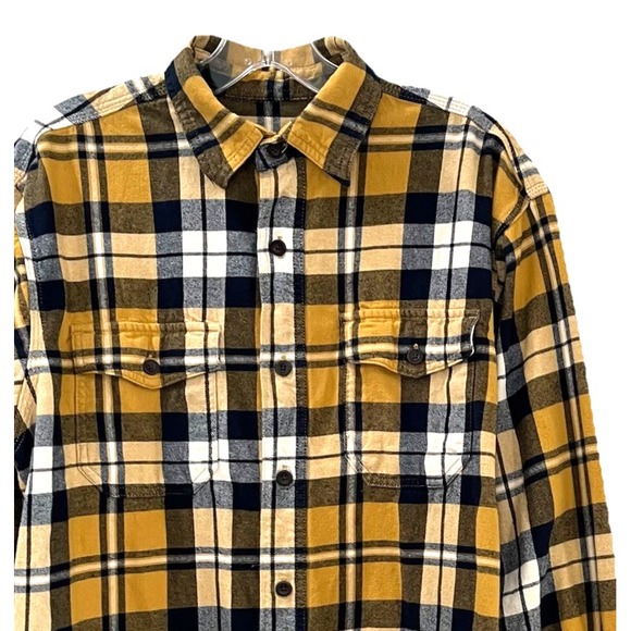Red Head Brand Co Mens Flannel Shirt M Yellow Black Plaid Long Sleeve Button Up - Picture 1 of 9